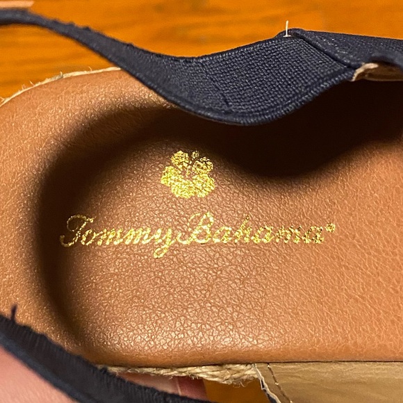 Tommy Bahama navy blue Sakura espadrille elastic wedge sandal heels size 10M - Picture 7 of 8